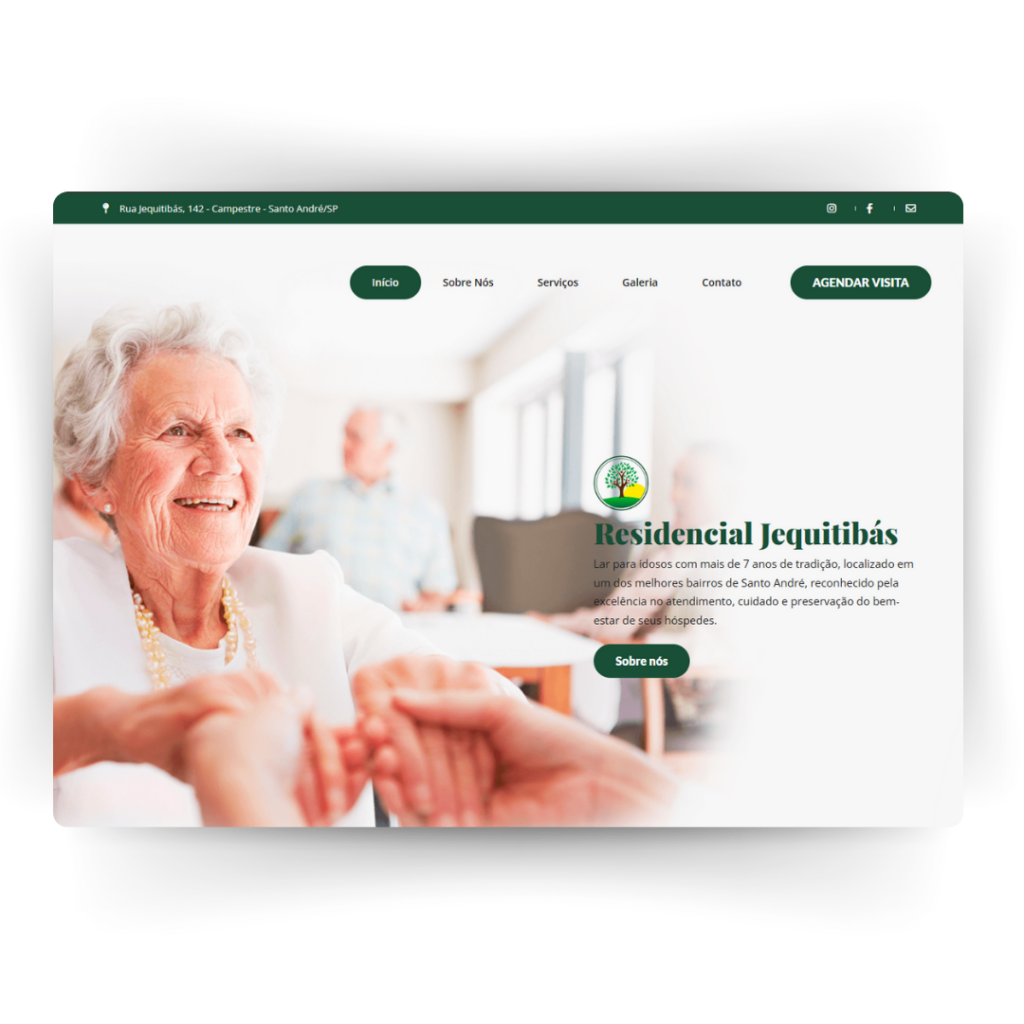 Print da página inicial do site do Residencial Jequitibás